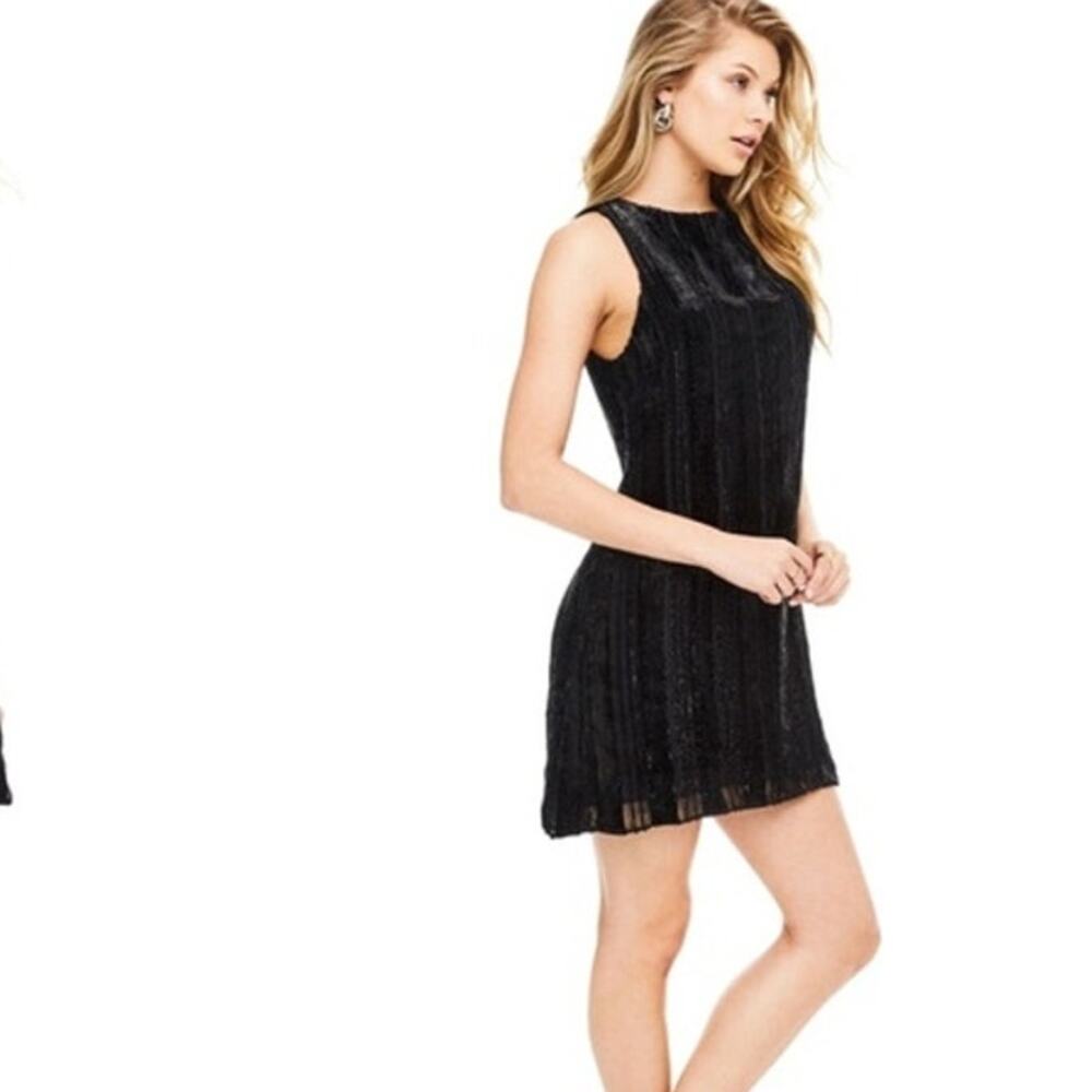 ASTR The Label Medium Molly Dress Black Velvet Stripe Small Lined Sleeveless